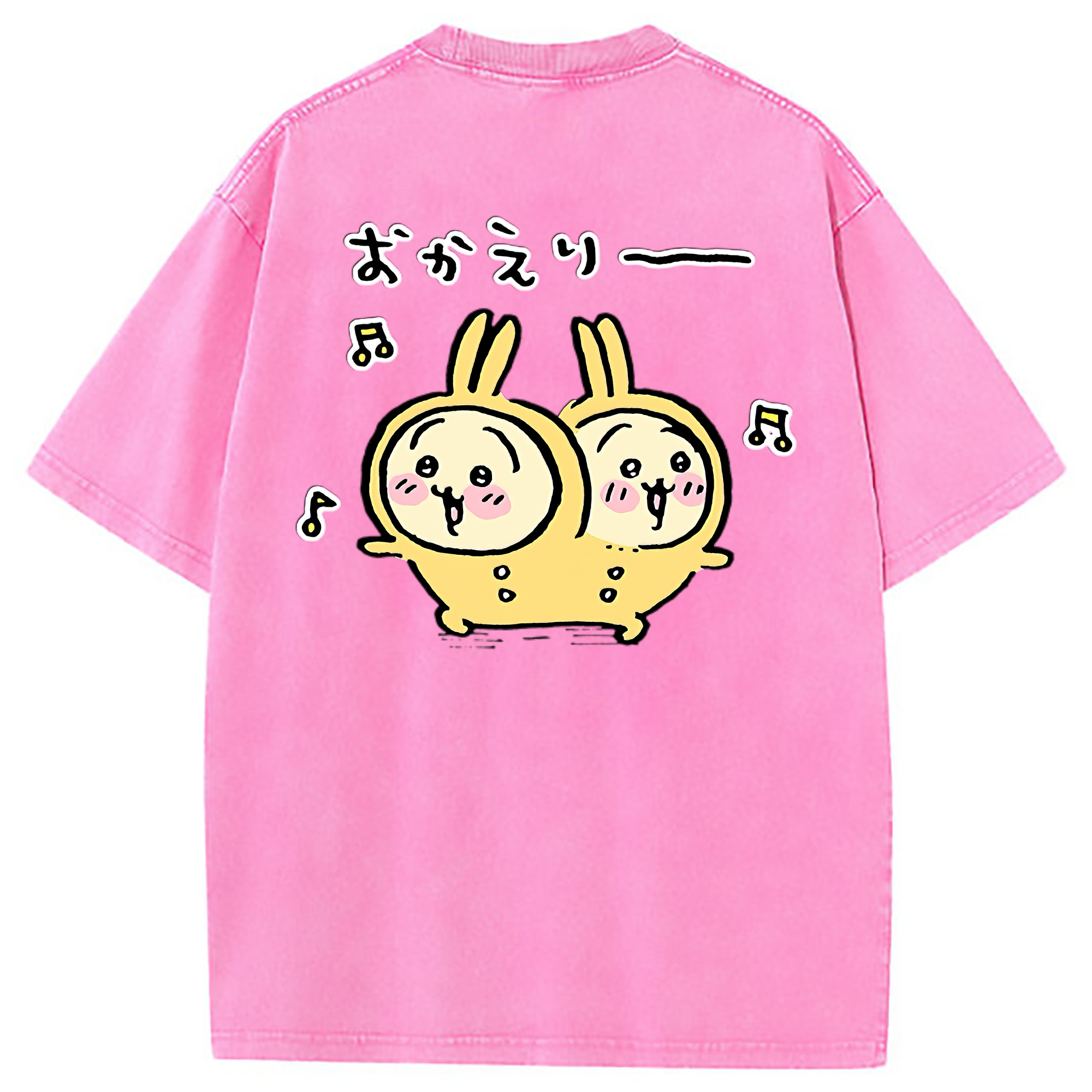 （画像用） ちいかわ うさぎ Chii-kawa usagi 綿100% ヴィンテージ風 半袖Tシャツ（背面プリント）